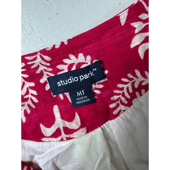 QVC Studio Park Tall Printed Dress Removable Belt Beetroot NWOT Size MT - Picture 5 of 6